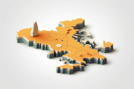flat design 3d blank map of island with topography areaの素材