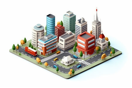 flat design 3d city situationの素材