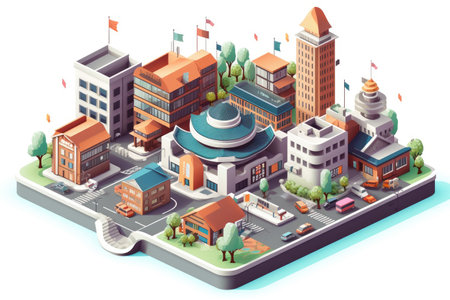 flat design 3d city situationの素材
