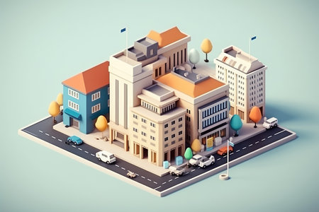 flat design 3d city situationの素材