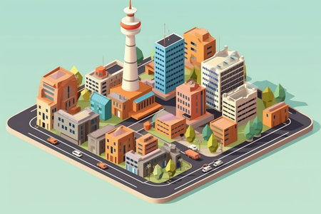 flat design 3d city situationの素材