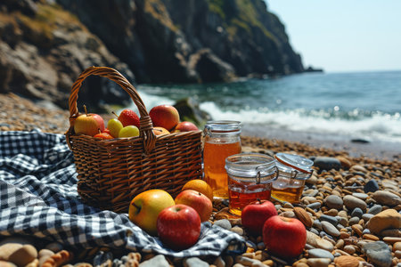chill and picnic at the beach professional photographyの素材
