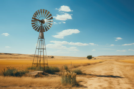 windmill in the grass field professional photographyの素材