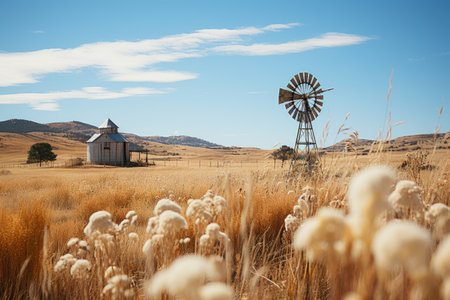 windmill in the grass field professional photographyの素材