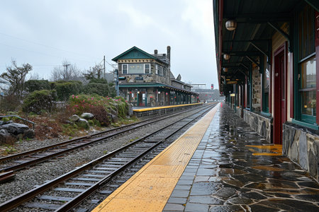 the long railroad on the train stations professional photographyの素材