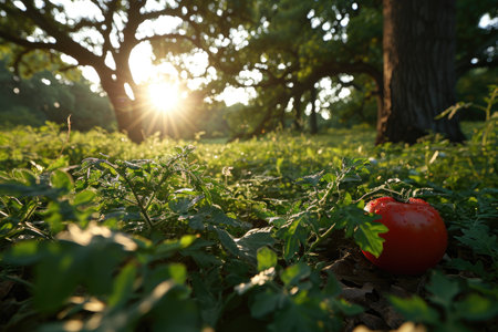 tomatoes in the middle of the field professional photographyの素材