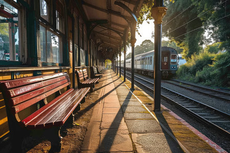 the long railroad on the train stations professional photographyの素材