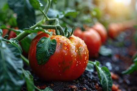 tomatoes in the middle of the field professional photographyの素材