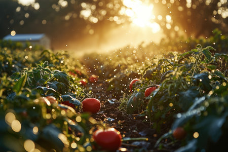 tomatoes in the middle of the field professional photographyの素材