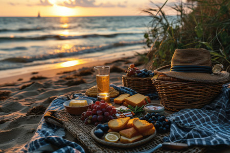 chill and picnic at the beach professional photographyの素材
