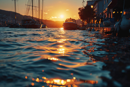 Harbour during sunset situation professional photographyの素材