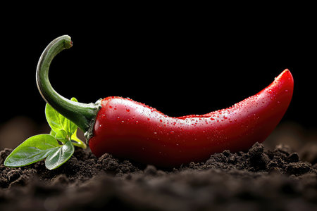 chili pepper in the middle of the tree garden professional photographyの素材