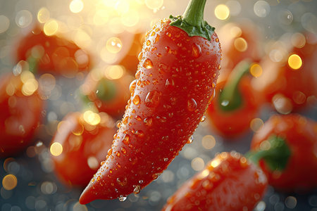 chili pepper in the middle of the tree garden professional photographyの素材