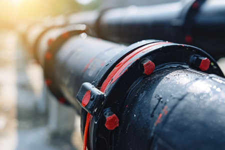 pipe in construction for plumbing or infrastructure projects in factory professional photographyの素材