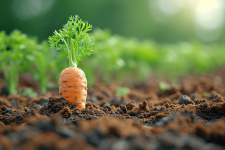 carrot in the middle of the field professional photographyの素材