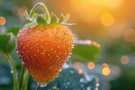 strawberry in the middle of the tree field professional photographyの素材