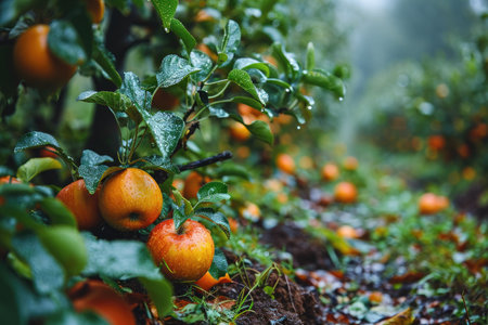apple in the middle of the tree garden professional photographyの素材