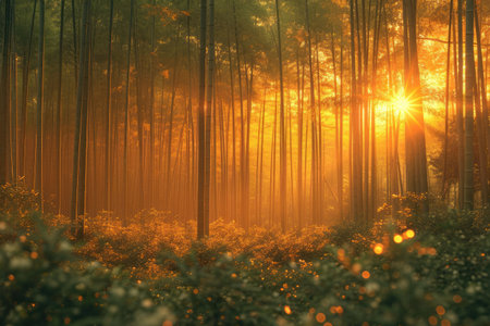Green and lush bamboo forest professional photographyの素材