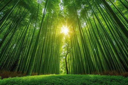Green and lush bamboo forest professional photographyの素材
