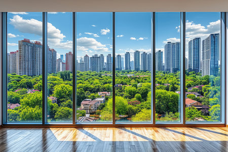 the urban city view from the window professional photographyの素材