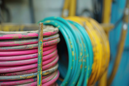 electrical wire for construction plumbing or infrastructure projects in factory professional photographyの素材