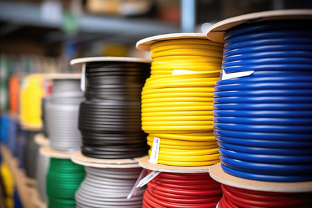 electrical wire for construction plumbing or infrastructure projects in factory professional photographyの素材