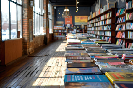 the bookstore with bookshelf full of books professional photographyの素材