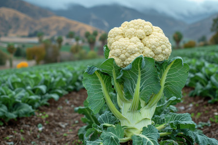 cauliflower in the middle of the tree field professional photographyの素材