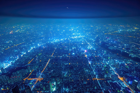 The night bustling of city lights professional photographyの素材