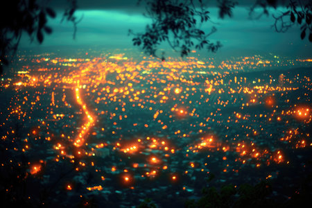 The night bustling of city lights professional photographyの素材