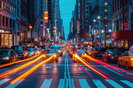 The night bustling of city lights professional photographyの素材