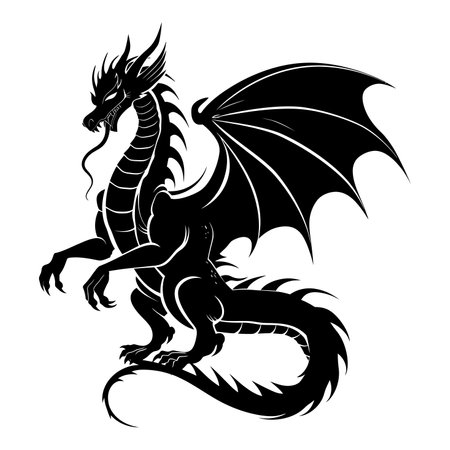 Silhouette dragon full body black color onlyの素材