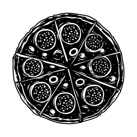 Silhouette pizza black color onlyの素材