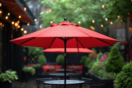 outdoor cafe Sunshade umbrellas style professional photographyの素材