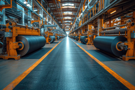 inside textile factory line production professional photographyの素材