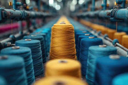 inside textile factory line production professional photographyの素材