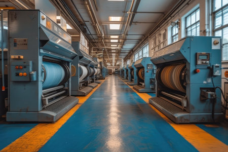 inside textile factory line production professional photographyの素材