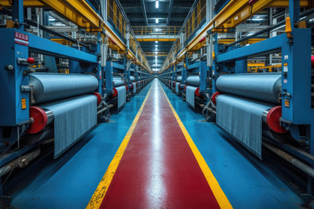inside textile factory line production professional photographyの素材