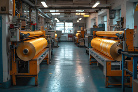 inside textile factory line production professional photographyの素材