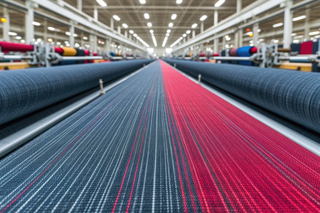 inside textile factory line production professional photographyの素材
