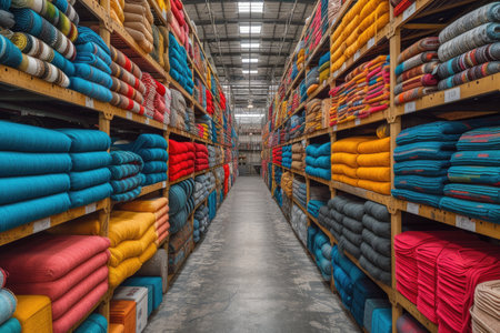 inside textile factory line production professional photographyの素材