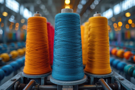 inside textile factory line production professional photographyの素材