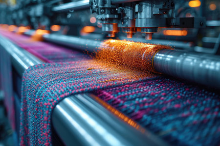 inside textile factory line production professional photographyの素材