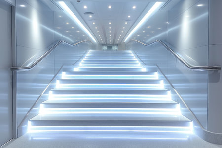 stairs emergency and evacuation exit stair in up ladder in a factory or office buildingの素材