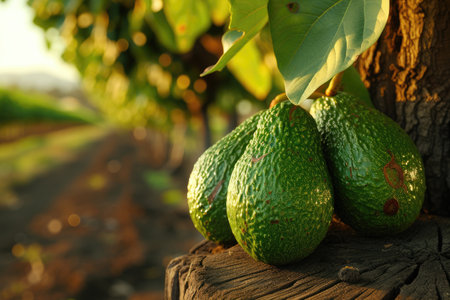 avocado in the middle of the tree field professional photographyの素材