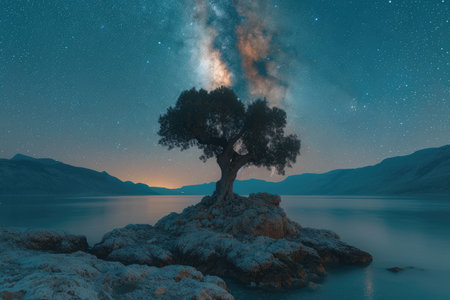 soothing night light of nature professional photographyの素材