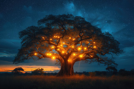 soothing night light of nature professional photographyの素材