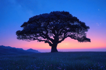 soothing night light of nature professional photographyの素材