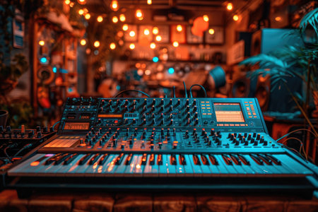 Lofi music producer in modern desk professional photographyの素材