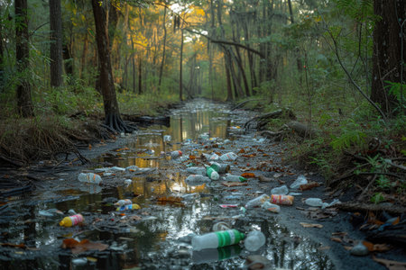 Pollution of the waste organic in river professional photographyの素材
